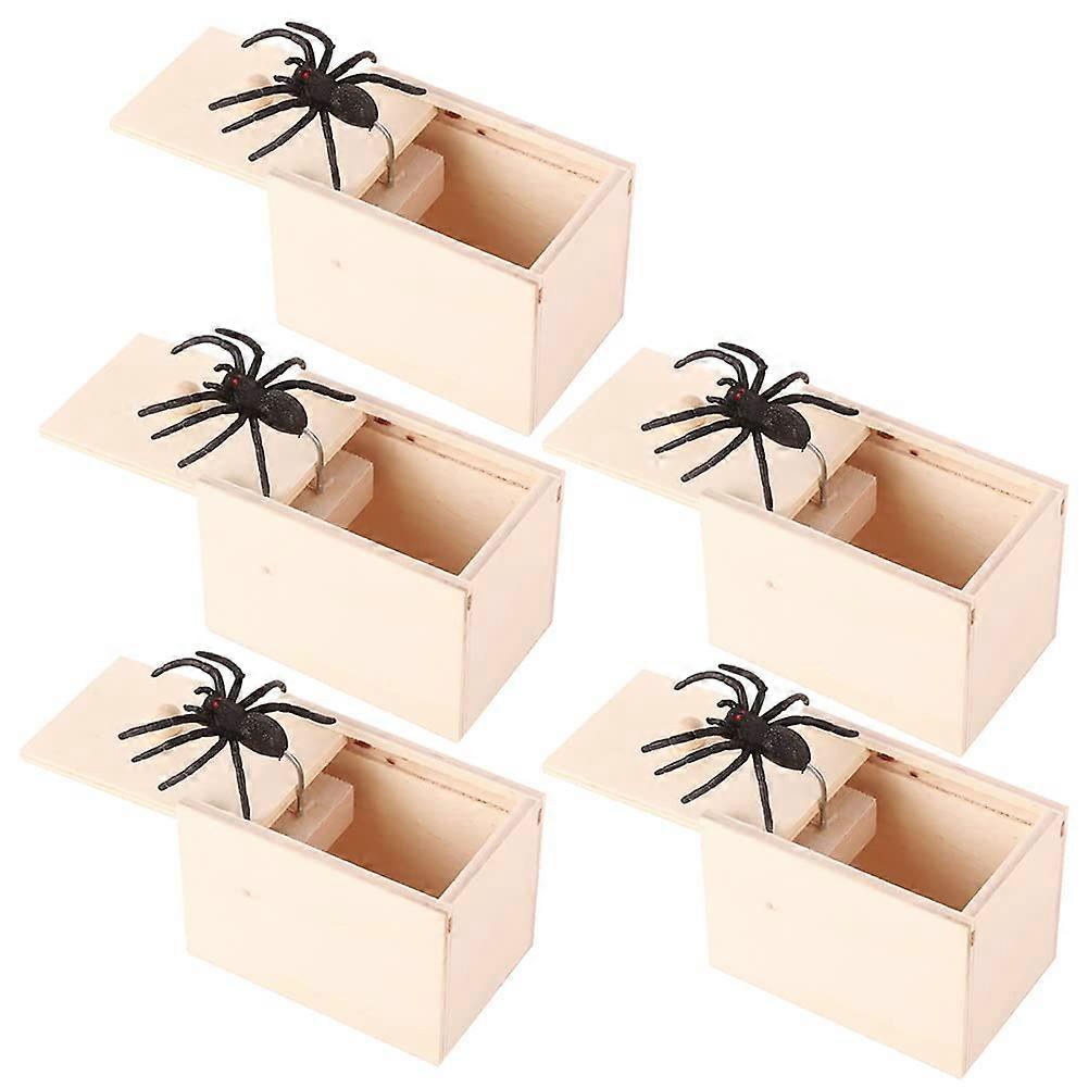 Spider Surprise Prank Anxiety Box, Joke Toy for Scaring, Funny Spider in Wooden Box