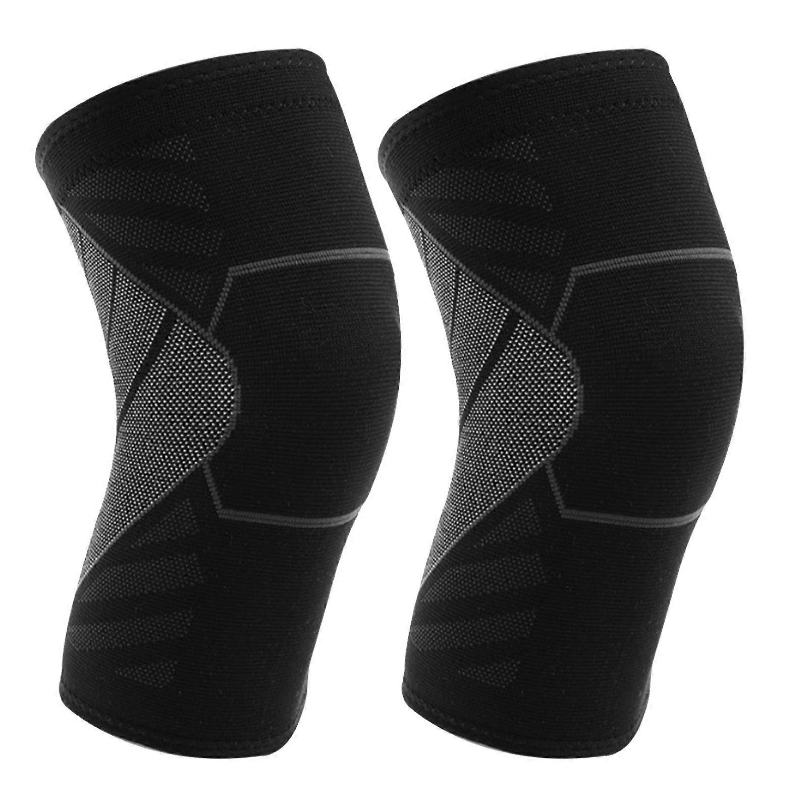 Compression Pads Prevent Slip Breathable Stretchy Soft Knee Brace Sleeves for Basketball Running M Size 2pcs