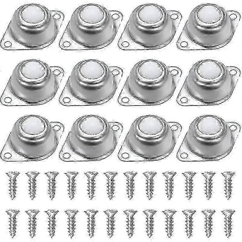 12-Piece Set of Ball Transfer Casters with Nylon and Stainless Steel Rollers for Furniture and Sliding Trolleys,