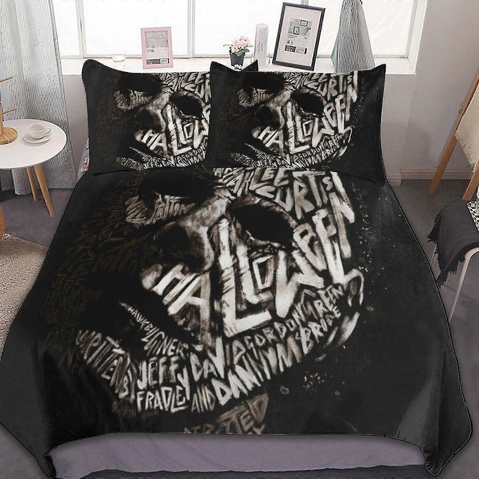 Halloween 3 Pcs Bed Sheets Set Breathable Duvet Cover with 2 Pillow Sham Soft All Seasons Bedding Set Suitable for Michael Myers