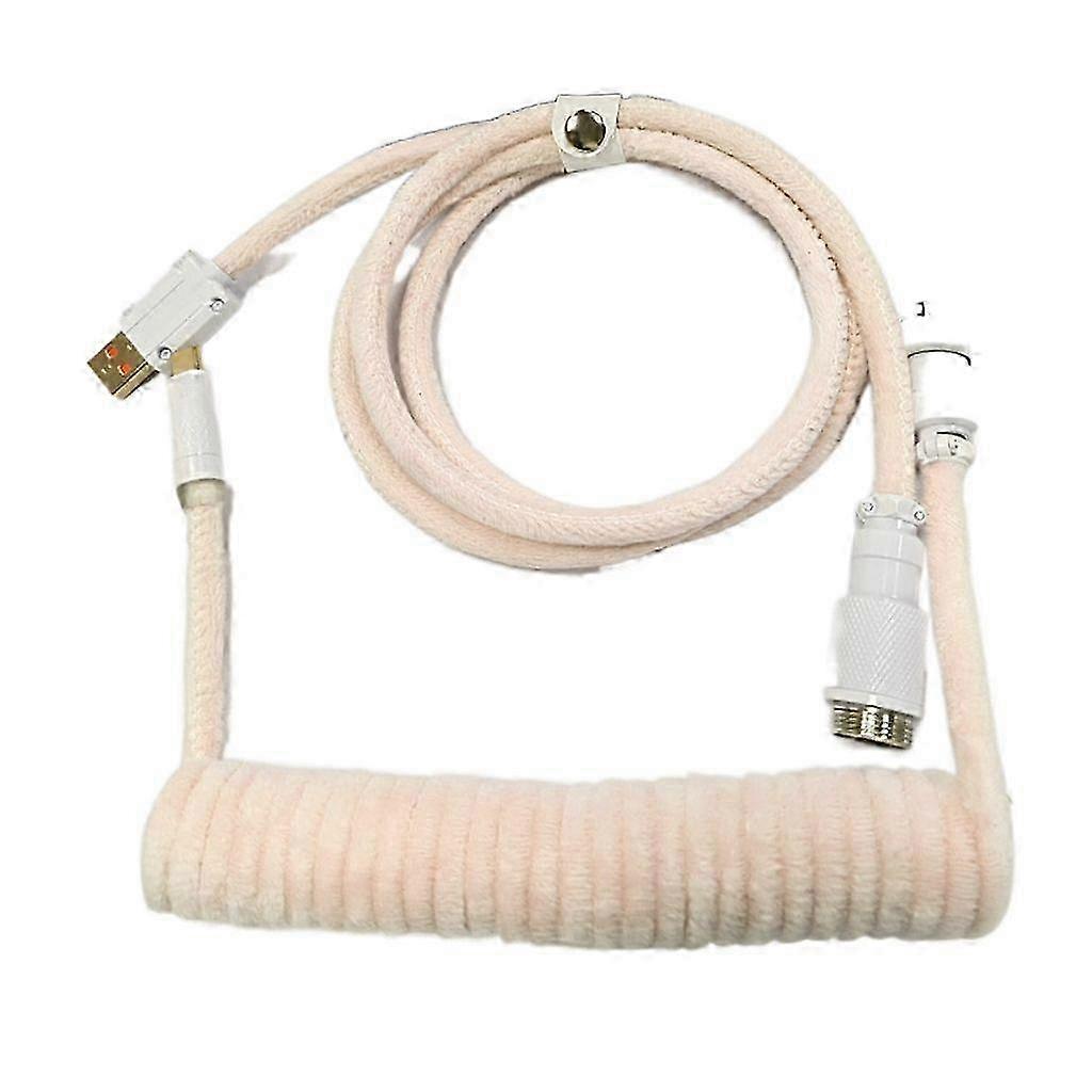 Coiled USB C Keyboard Cable with Metal Aviation Connector & Plushie Sleeve - Fast Charging & Data Transfer Cable