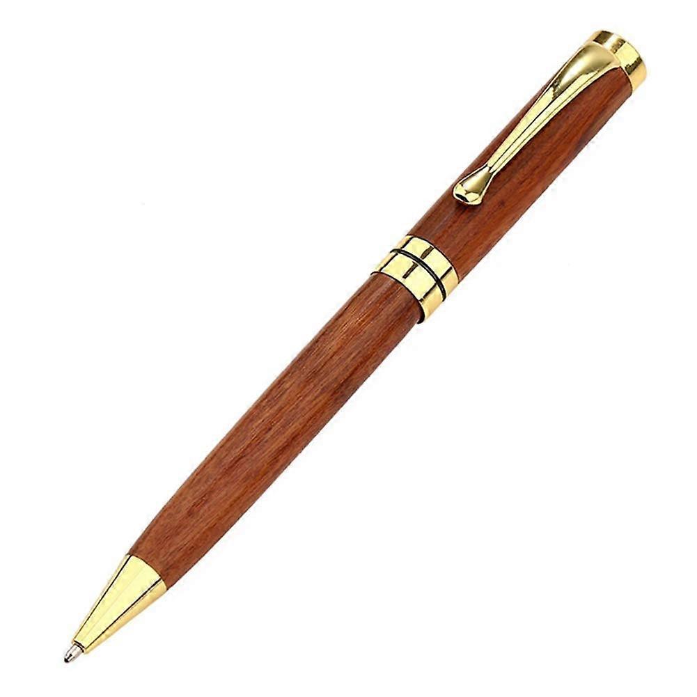 Retractable Wooden Rollerball Pen with Smooth Writing for Office (Golden)