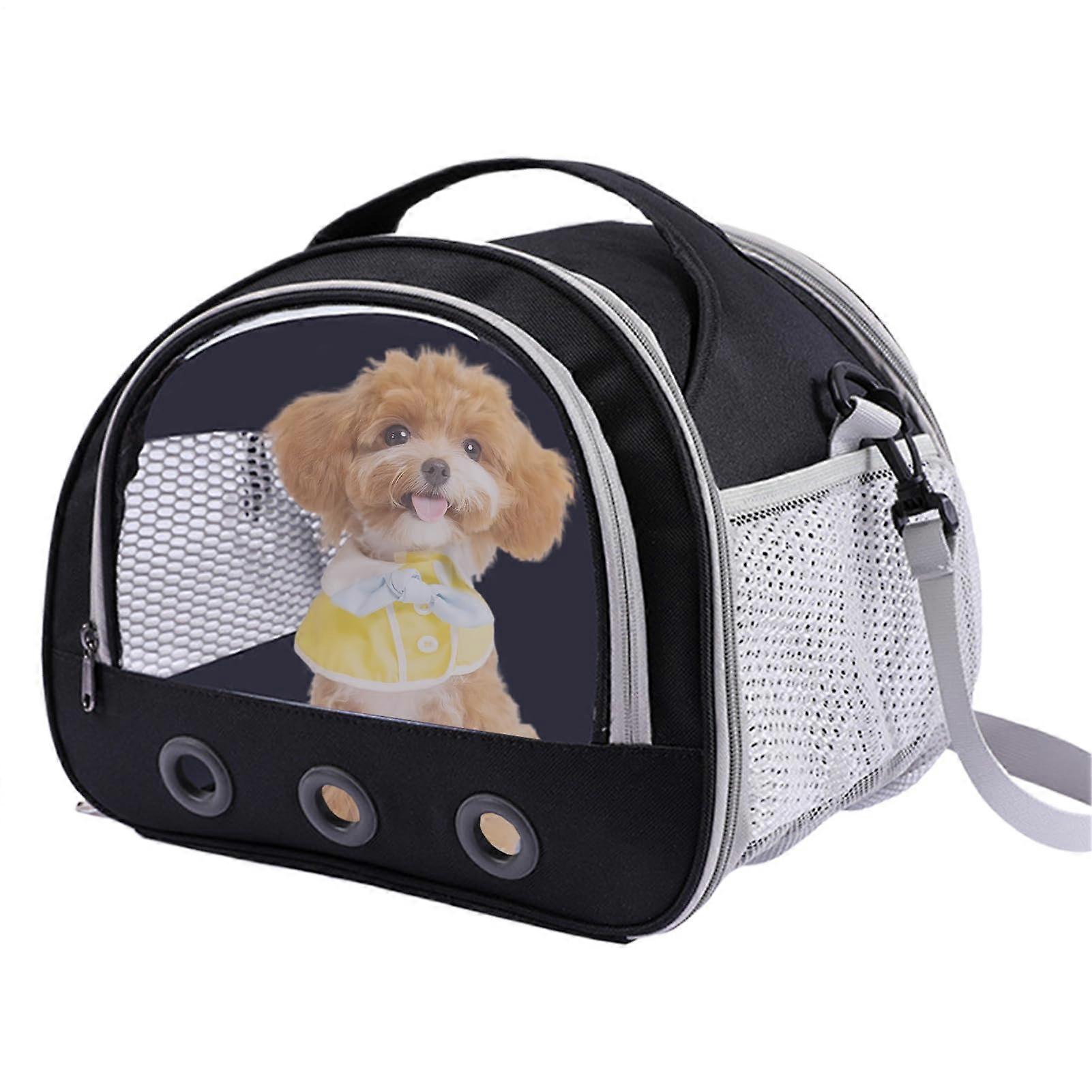 Hamster carrier bag, portable, 22x19x18cm, transparent window for small animals, travelfriendly black