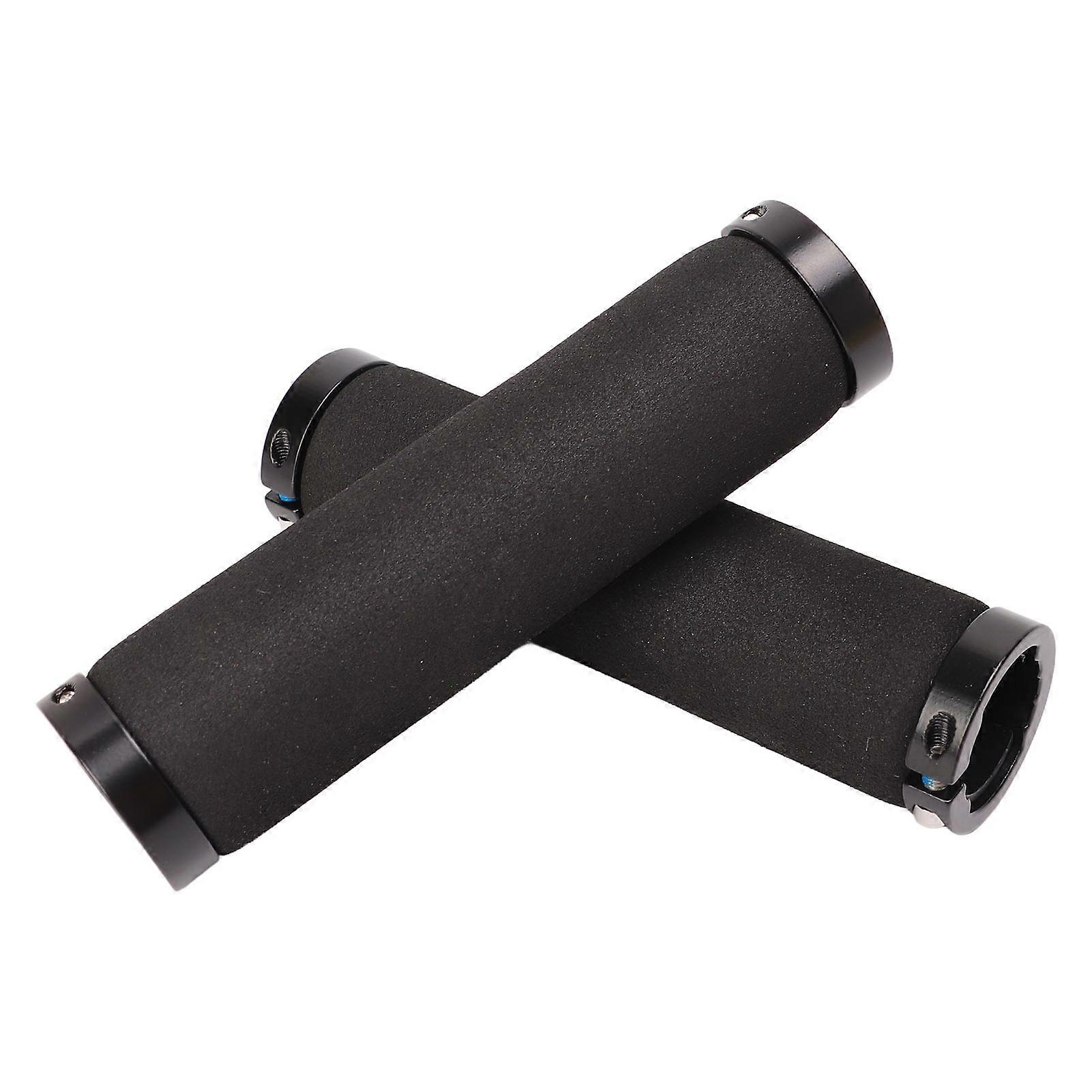 Double Lock On Bike Handle Grip Sponge Non Slip Shock Absorption Bike Handlebar Grips for 2.22cm Handlebar Black