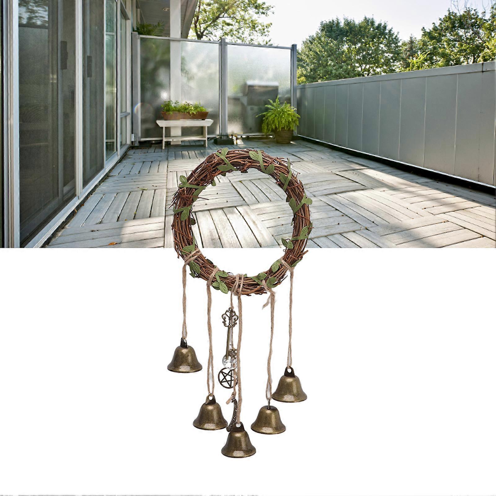 Hanging Witch Bell Handmade Decorative Witch Wind Chime with Meaningful Patterns for Door Handle Type A(15cm/5.9in Diameter) 