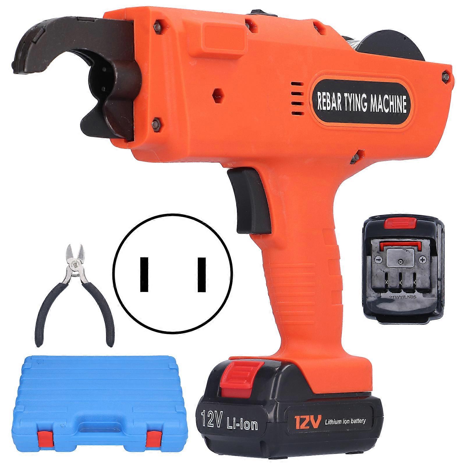 Rebar Tying Machine ABS High Carbon Steel Fully Automatic Strapping Tool AC 100‑240VUS Plug Dual Battery