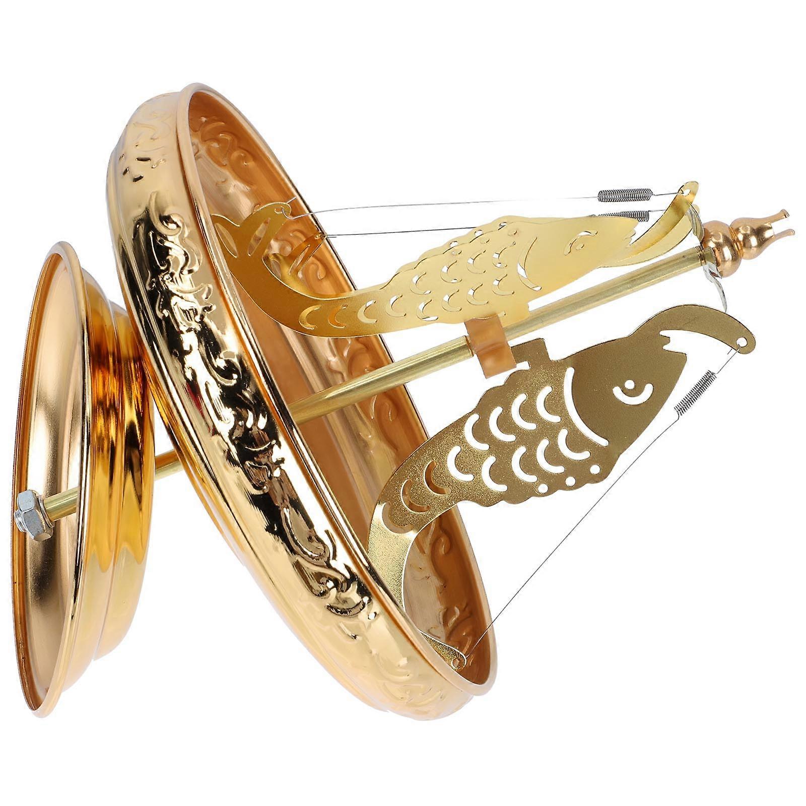 Golden Zinc Alloy Incense Coil Holder with Lid for Home Use, Elegant Design and Unique Hollow Feature