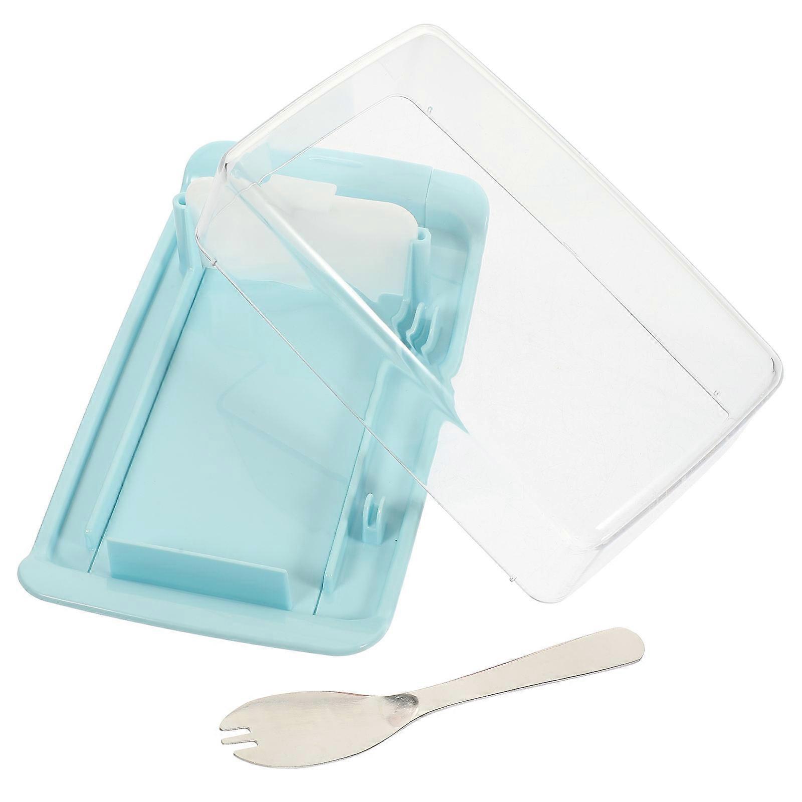 Sealed Butter Container Butter Cutting Food Storage Dish 19X11X5CM Rectangular Shape Blue For Household Users 1Pcs