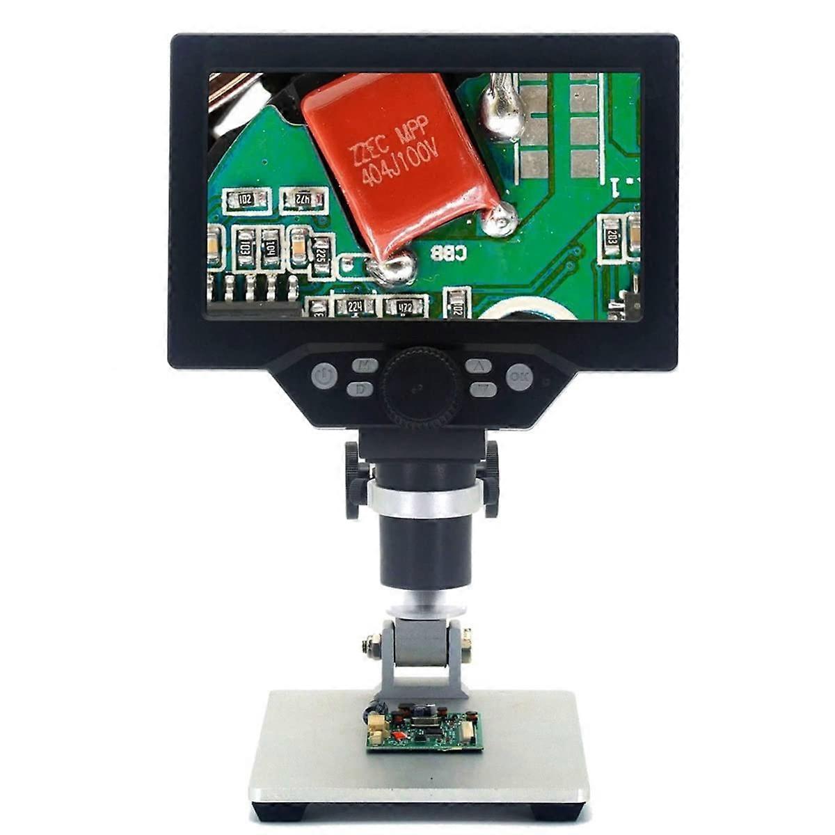 Digital LCD Microscope G1200 7inch 12MP 1200X. Continuous Zoom Microscope Magnifier with Aluminum Alloy Stand Base.