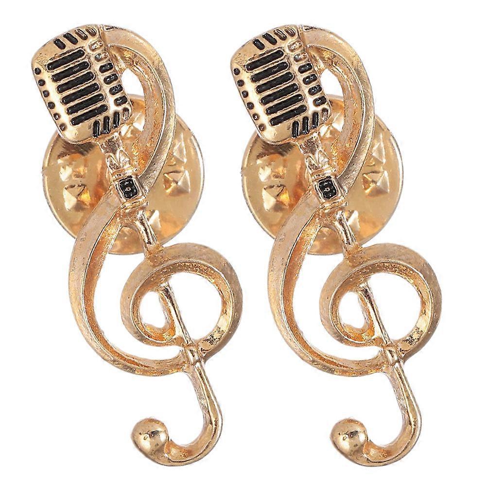 Golden Music Note Lapel Pin for Women Crafted from Zinc Alloy with 2 Pcs