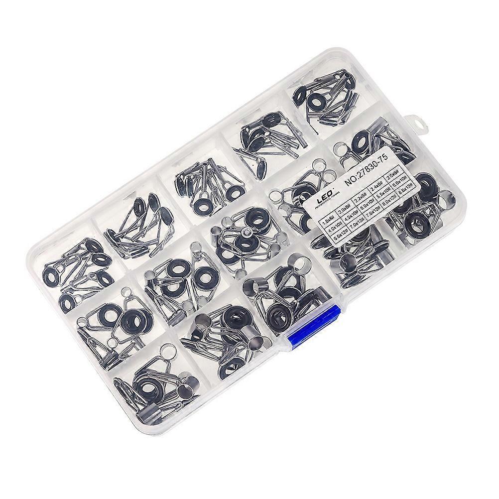 Fishing Equipment Fishing Conversion Parts Easy Installation Diy Fishing Projects Round Shape Stainless Steel and Ceramic Guide Ring 75Set