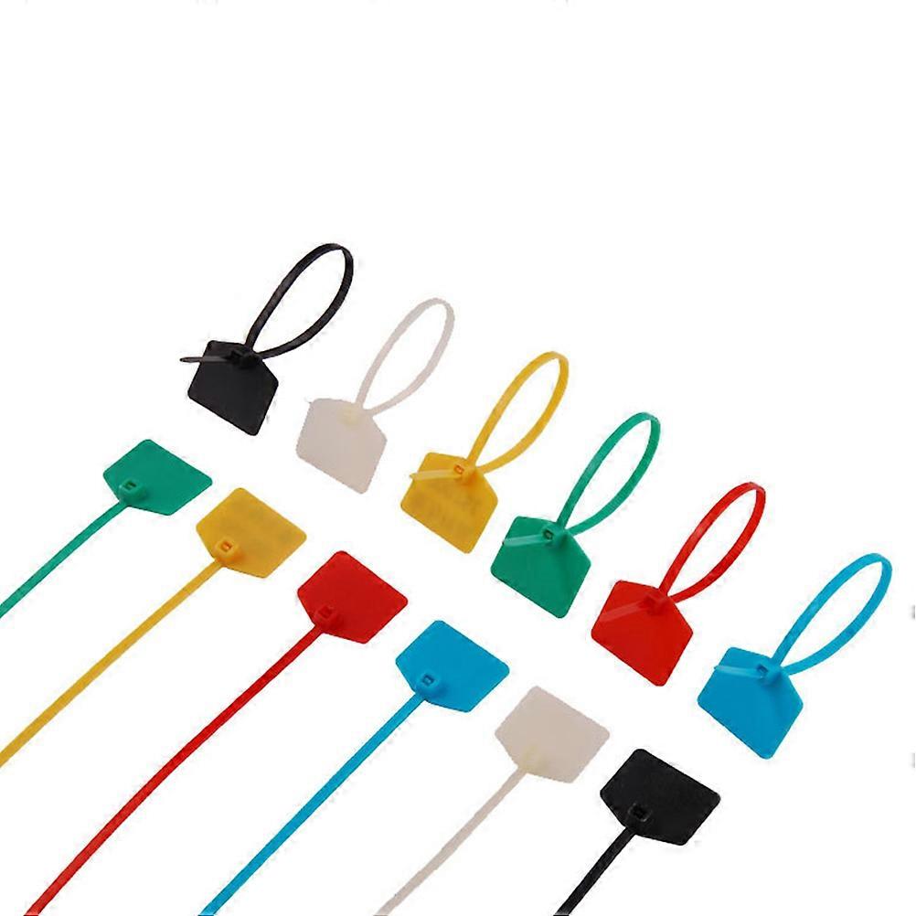 250 Pcs 4x150 Durable Nylon Core Electric Cable Tie Wraps Ethernet Wire Zip Tie with Marking Label for Home Office (Red)