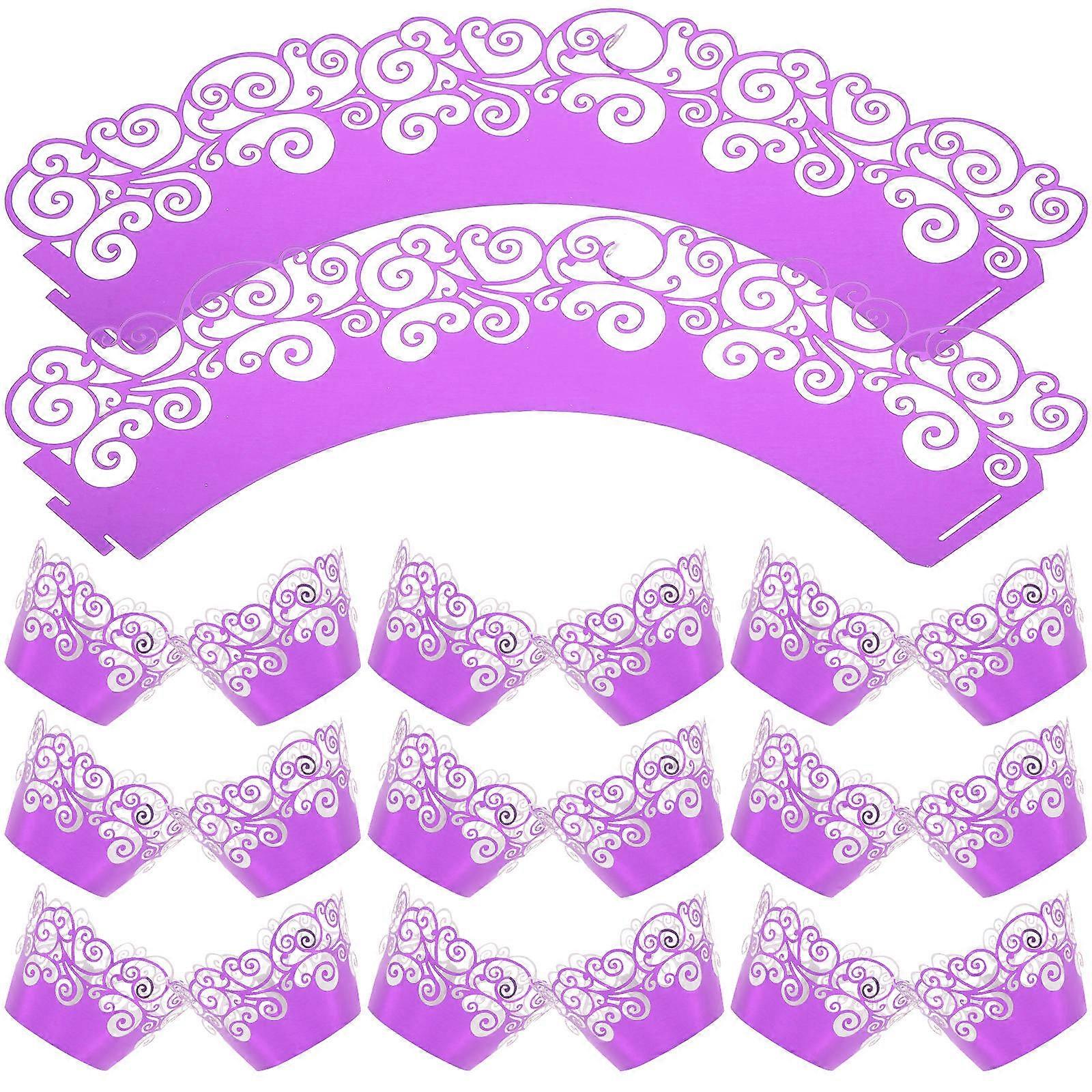 50pcs Purple Hollow Cupcake Liners with Decorative Edging for Baking, Parties, Birthdays, Weddings, and Special Occasions