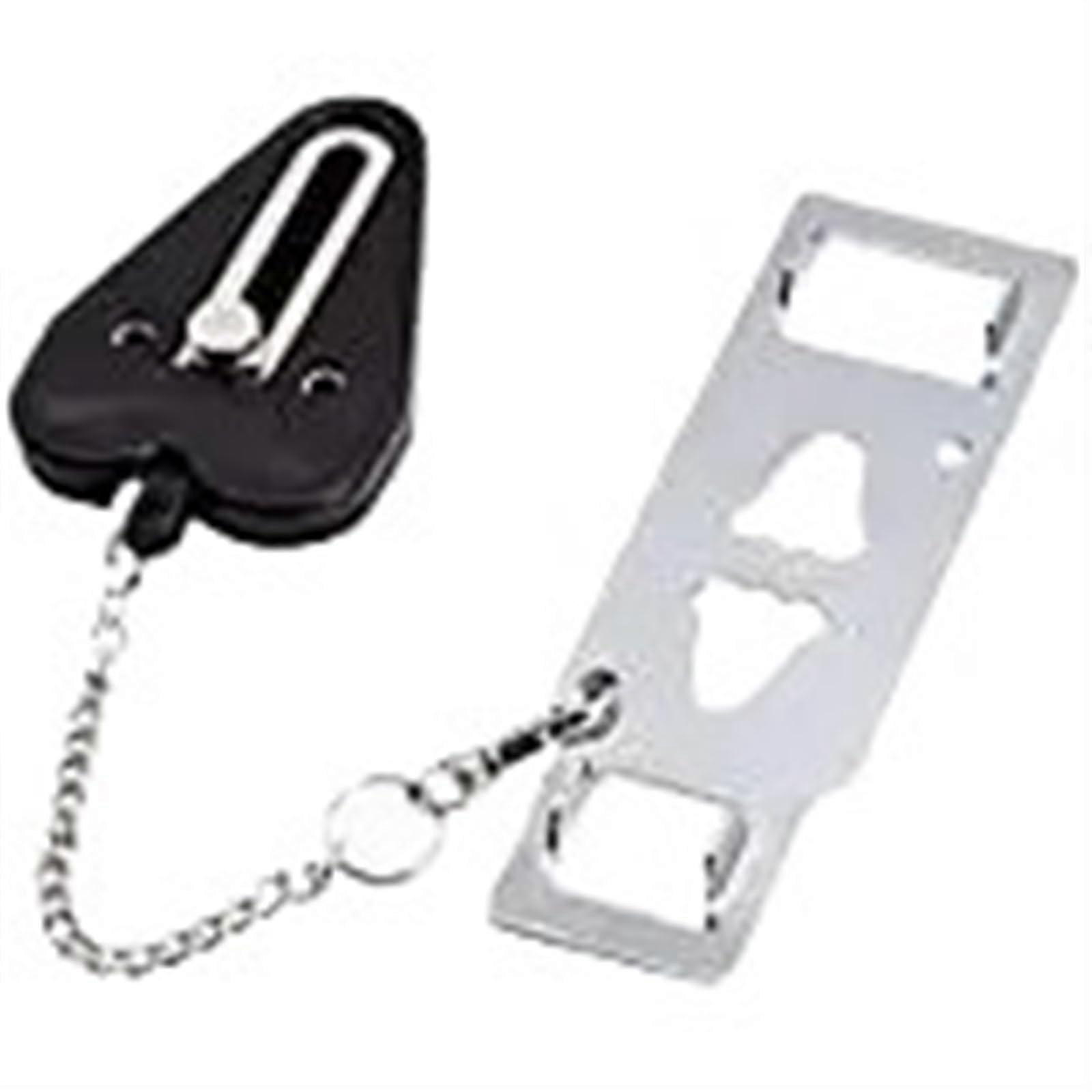 Portable AntiTheft Door Chain Lock, Removable Travel Latch for Hotel Safety, Black (13x4.2cm)
