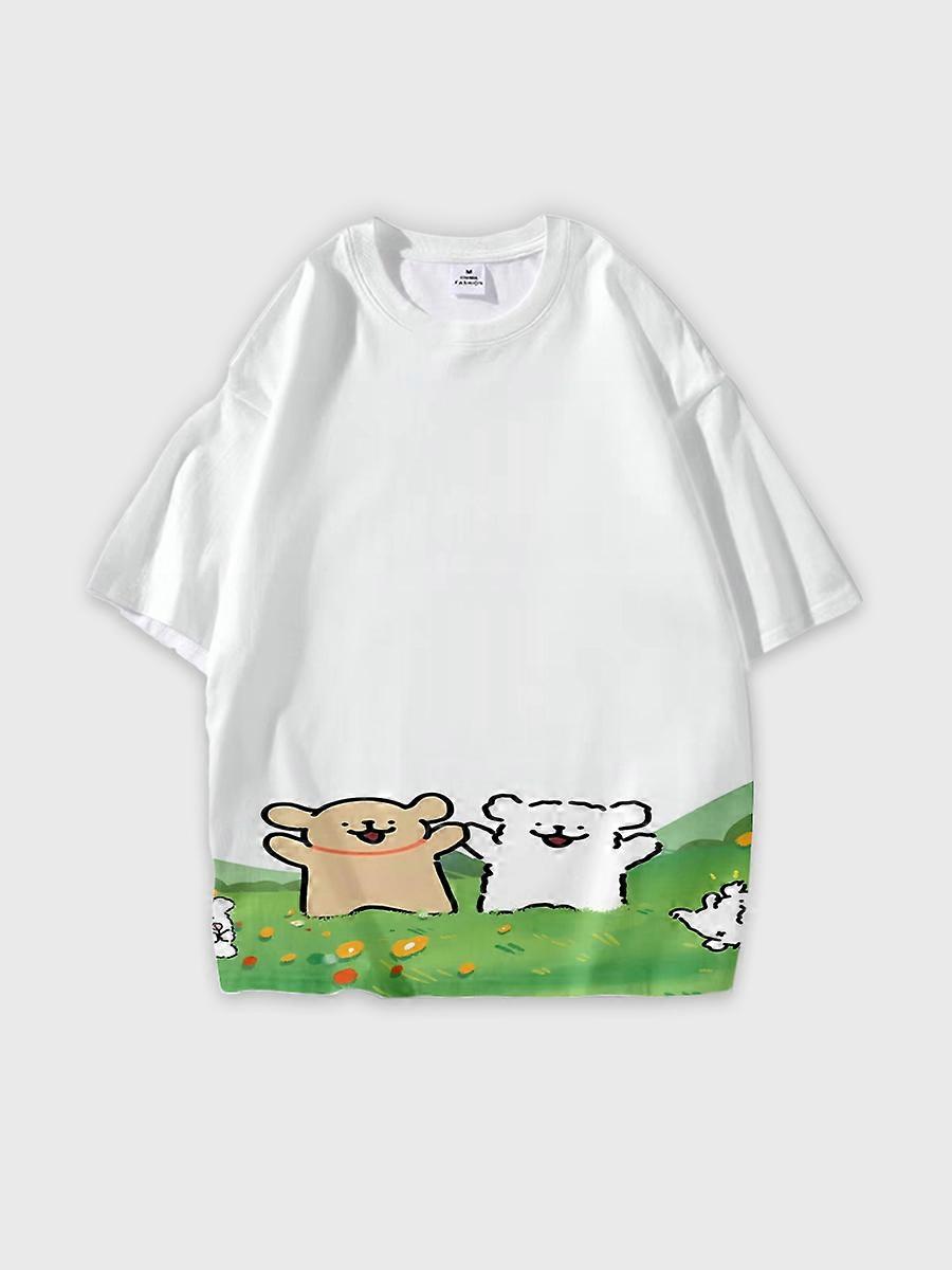 T-shirt round neck Cartoon Pattern loose short sleeve D2609