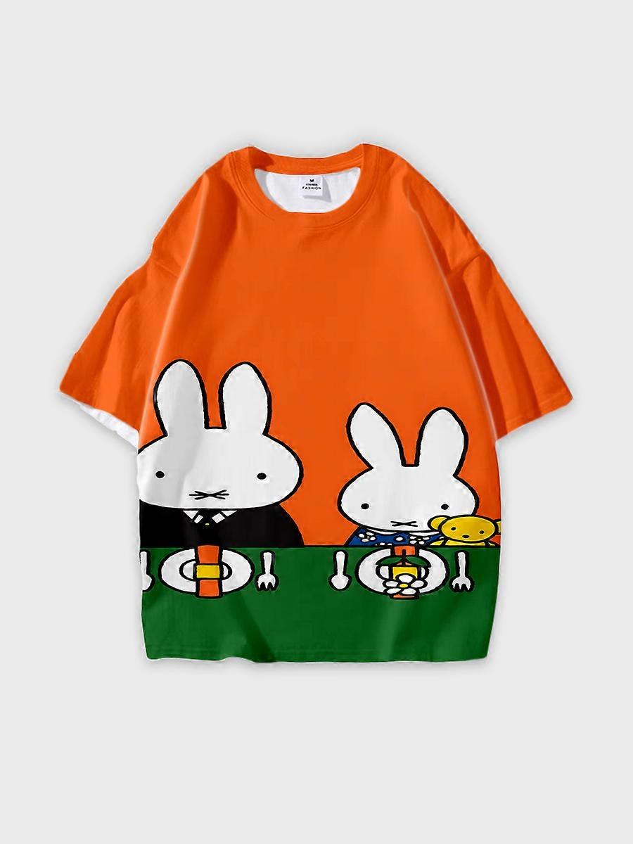 T-shirt girocollo Cartoon Pattern manica corta sciolta D1498