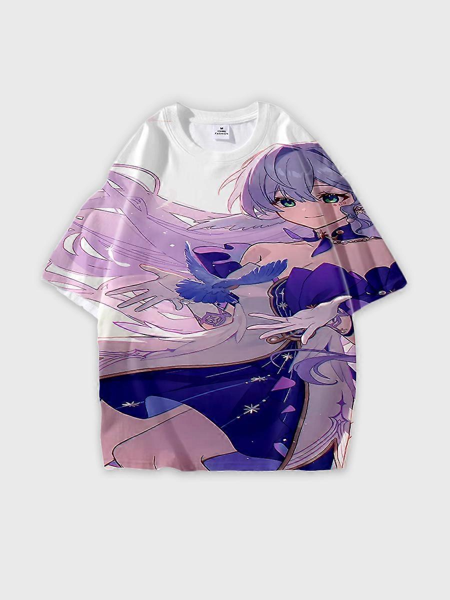 T-shirt round neck Role Pattern loose short sleeve D935