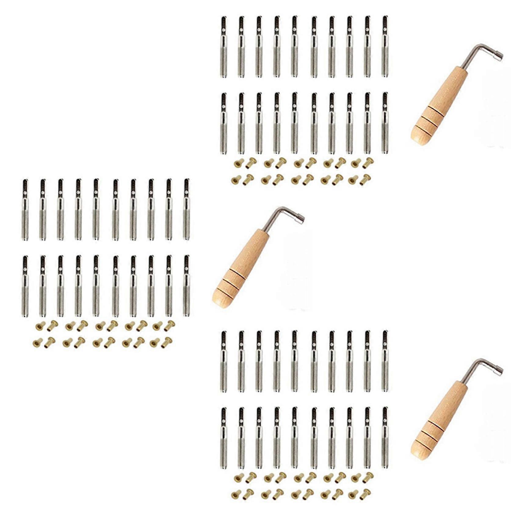 60 Pcs Tuning Pin Nails and 60Pcs Rivets,with L-Shape Tuning Wrench,for Lyre Harp Small Harp Musical