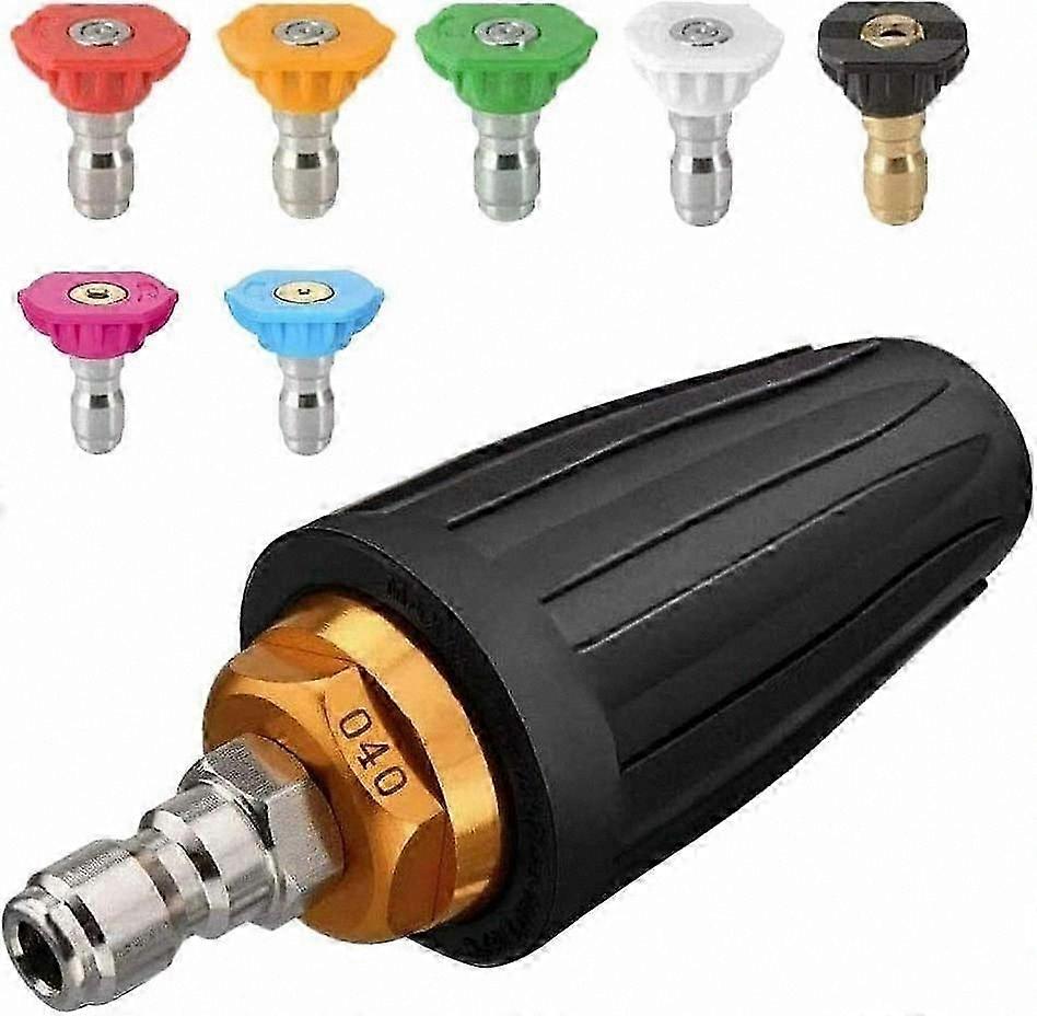 Rotating Turbo Nozzle with 7 Tips, 1/4 Inch Quick Connect, 4000 PSI Max Pressure Washer Accessory