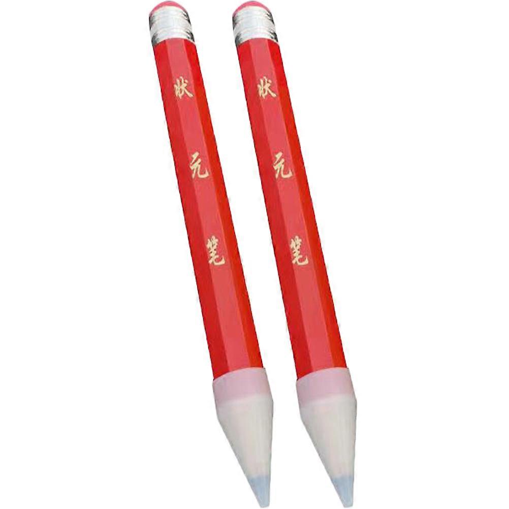 Oversized Pencil Kid Stationery Red 35cm Writing Role-Playing Prop 2Pcs