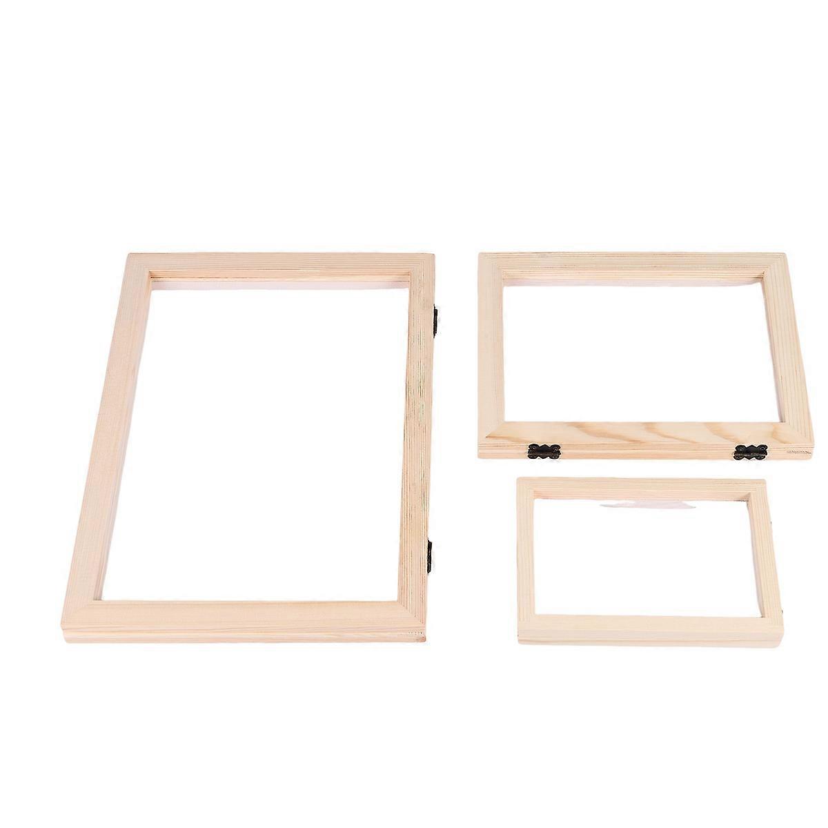 3Pieces Paper Wooden Paper Mold Kit 3 Size Frames for DIY