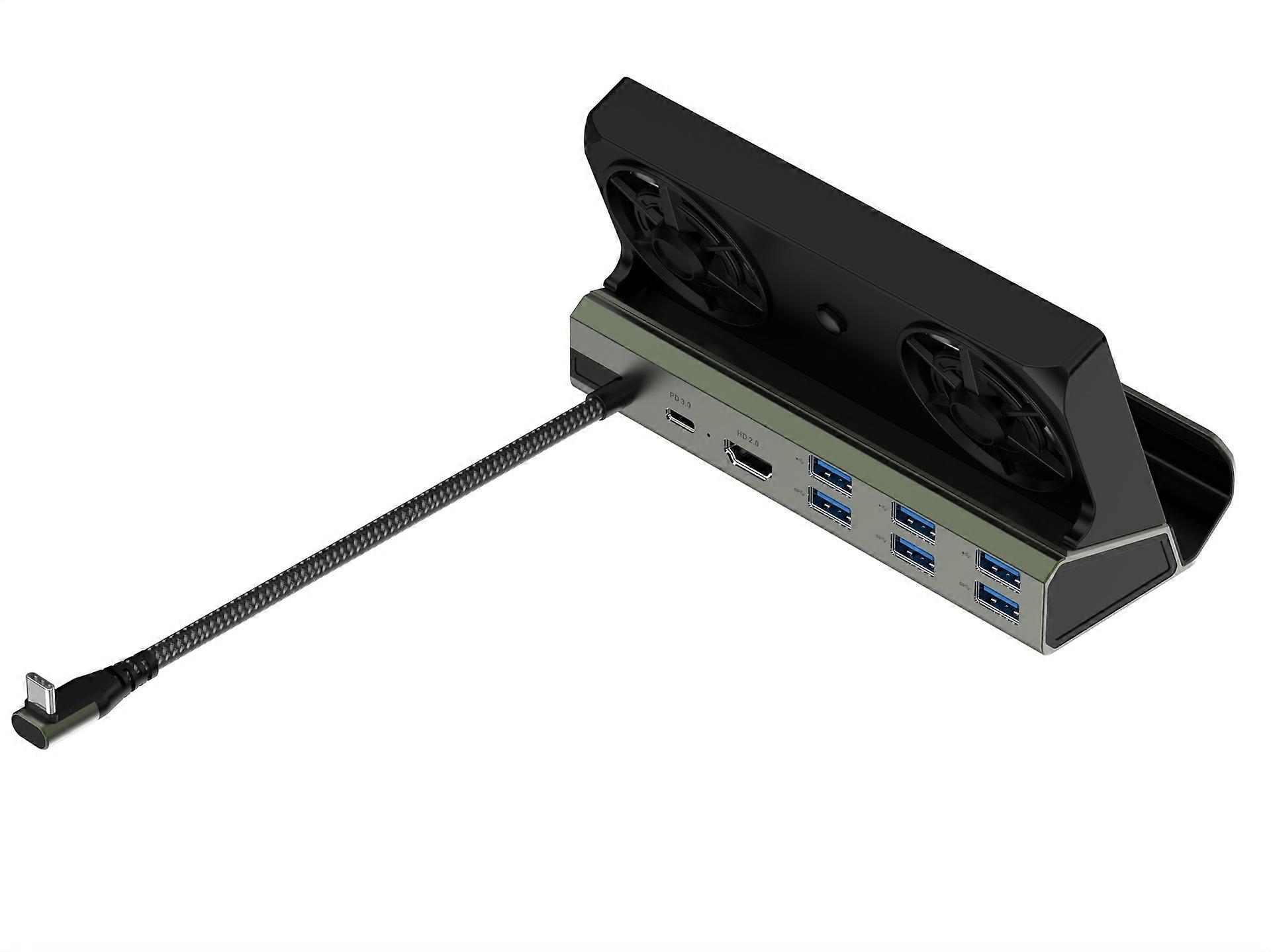 9 in 1 Dock Stand Double Cooling Fan Dock Hub Docking Station for Console with 4K@60Hz USB3.0 PD 100W Charging Port Multicolor