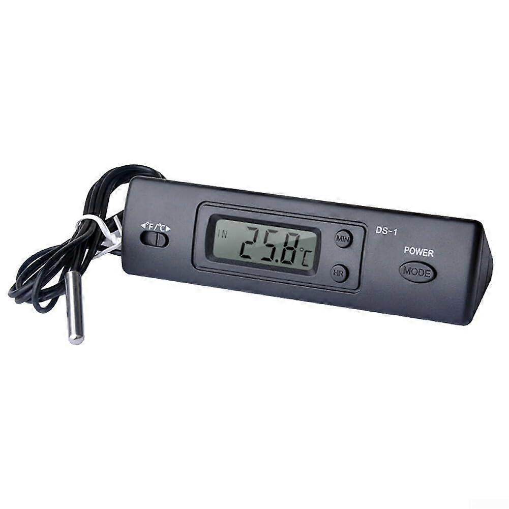 Digital car thermometer with LCD screen, equipped with a long thin cable, waterproof probe, car thermometer, refrigerator thermometer.