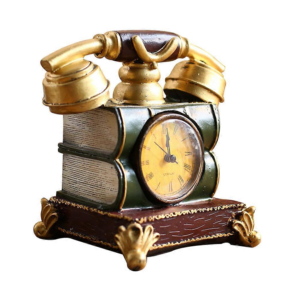 Clock Sculpture Creative Resin Telephone Shape Decoration For Adults In Assorted Color With Simple Artistic Design 1Pcs