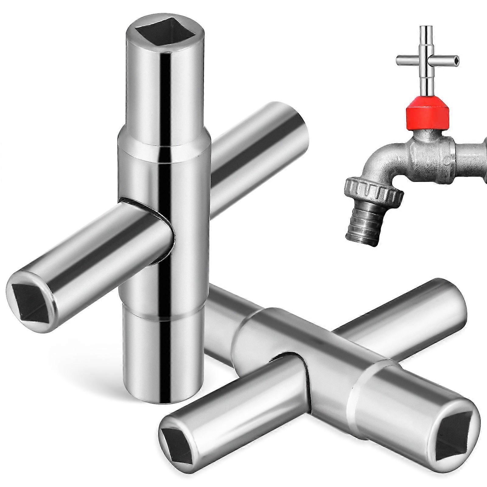 Sillcock Key for Home Use Silver Steel Spigot Tool Efficient Repair Process Compact Design Fits Various Valves