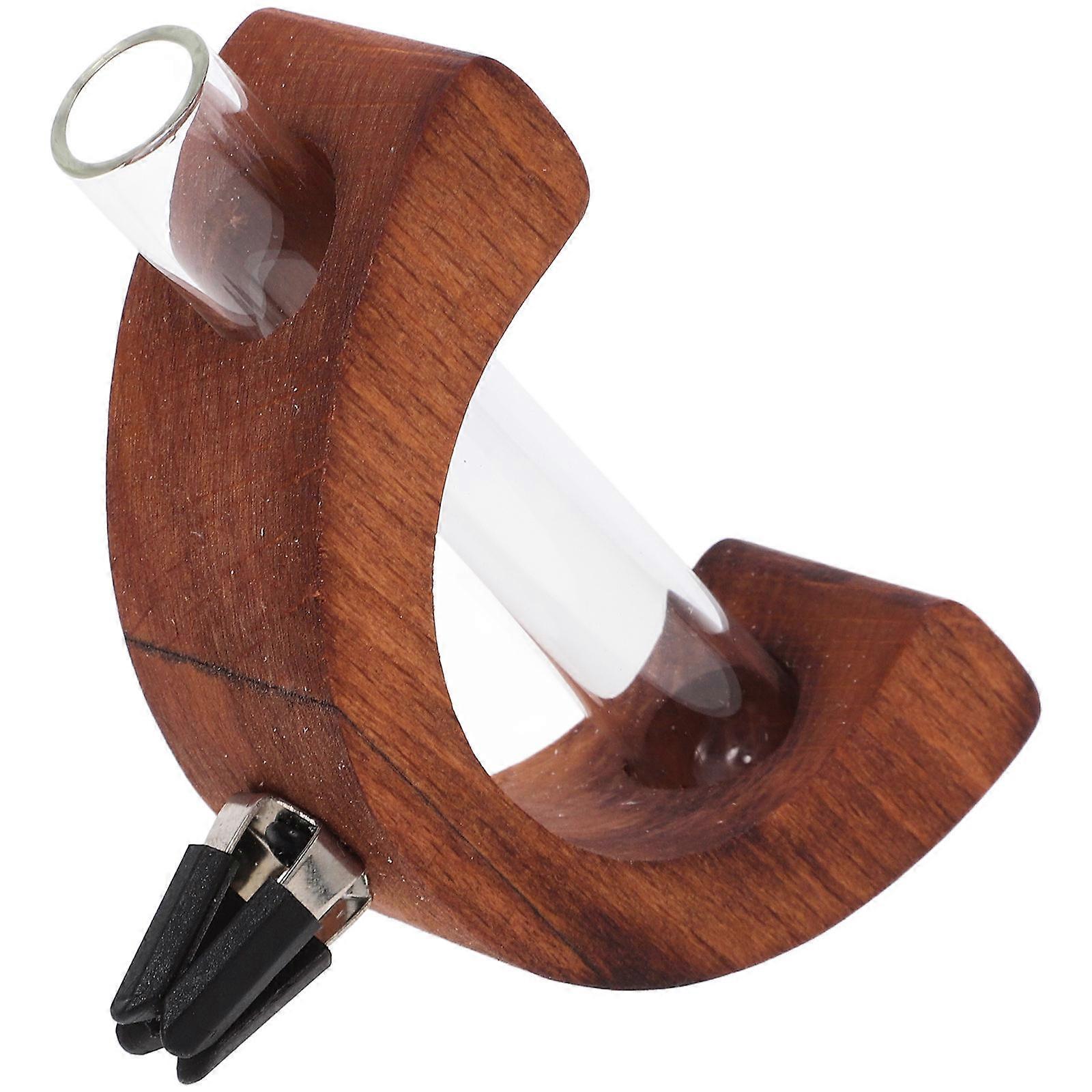 Wooden Car Vent Clip with Glass Vial for Flowers or Essential Oils Unique Coffee Color Design Fits Most Cars