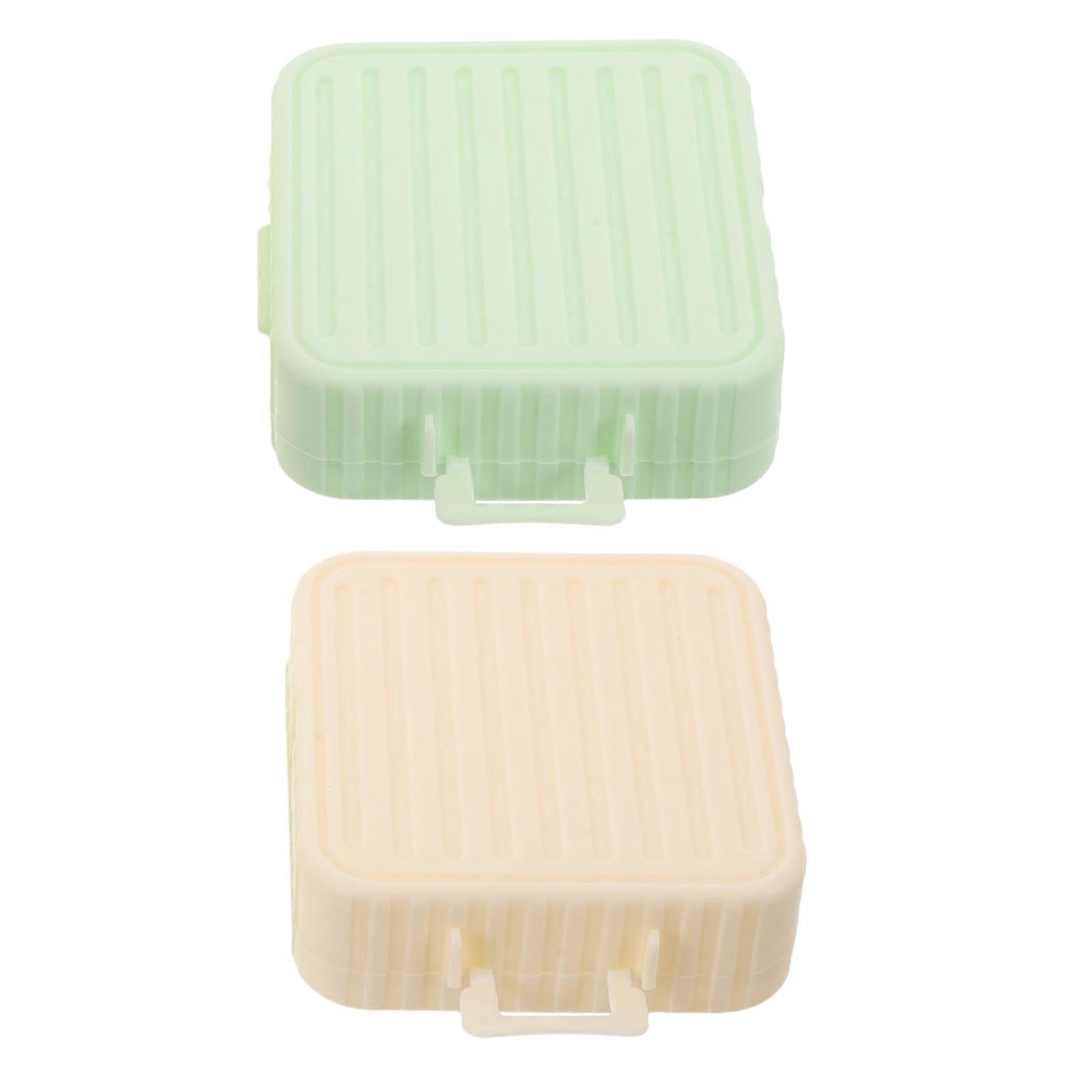 Body Puff And Container Powder Puff Box For Women Portable Square Light Green 2Pcs Dustproof Storage