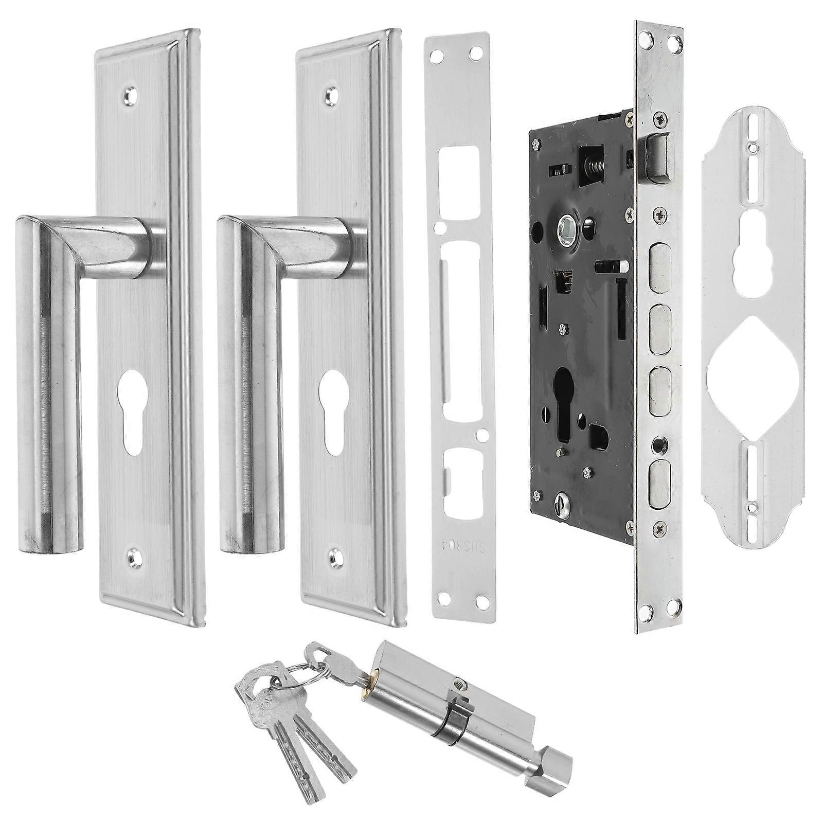 Stainless Steel Door Handle Lock Set with Keys for Door Silent Operation Multi Color 1 Set