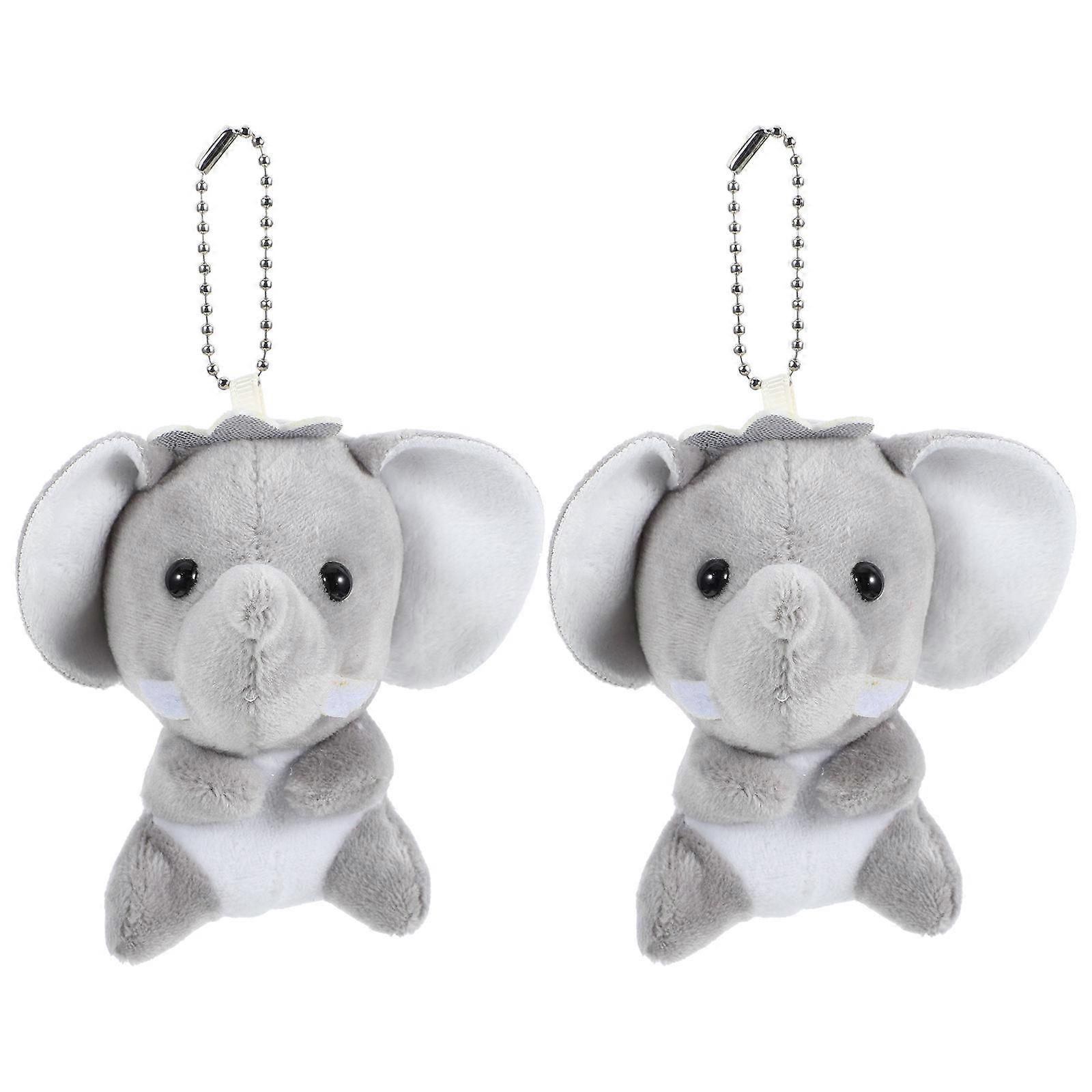 Elephant Keychain Charm 2Pcs Adorable Design Keychain For Animal Lovers 3.5×3.1×3.1In Soft PP Cotton Decoration