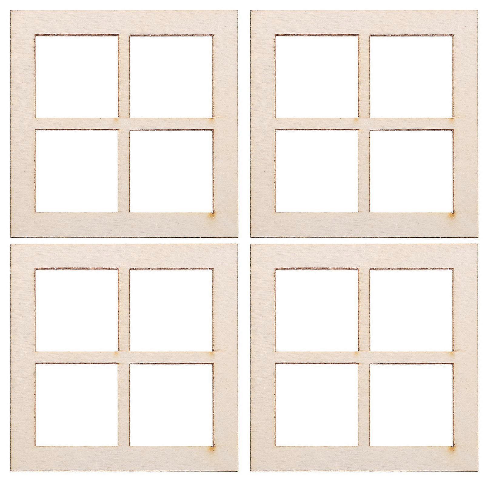 16pcs Mini Wood Window Frames for Dollhouse, Blank Design, Lightweight & Safe for Mini Decor & DIY Projects