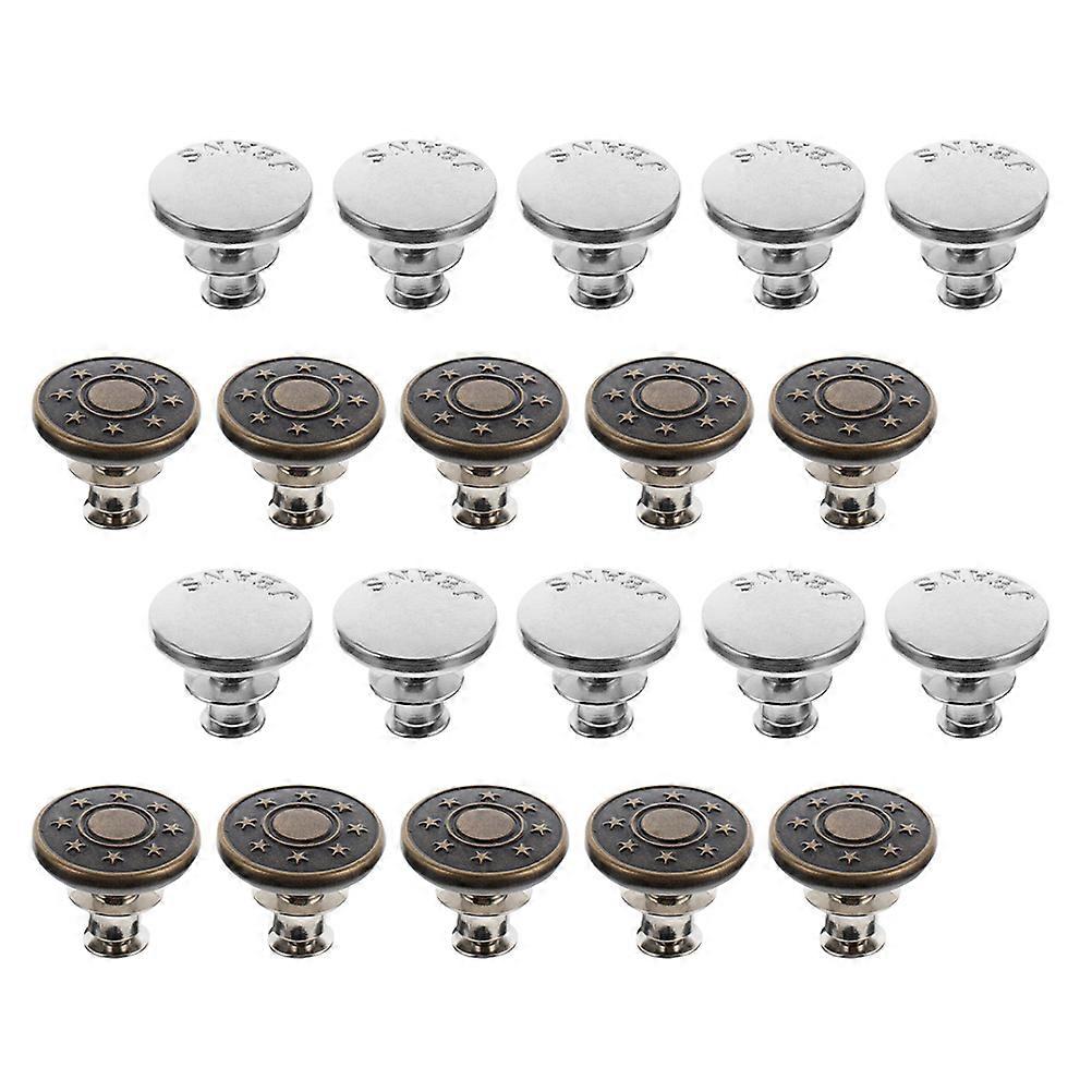 Sewing Buttons Adjustable Waist Jeans Button Replacement Elegant Vintage Alloy 1.7x1.7cm Durable Long Time Use 20 Pcs