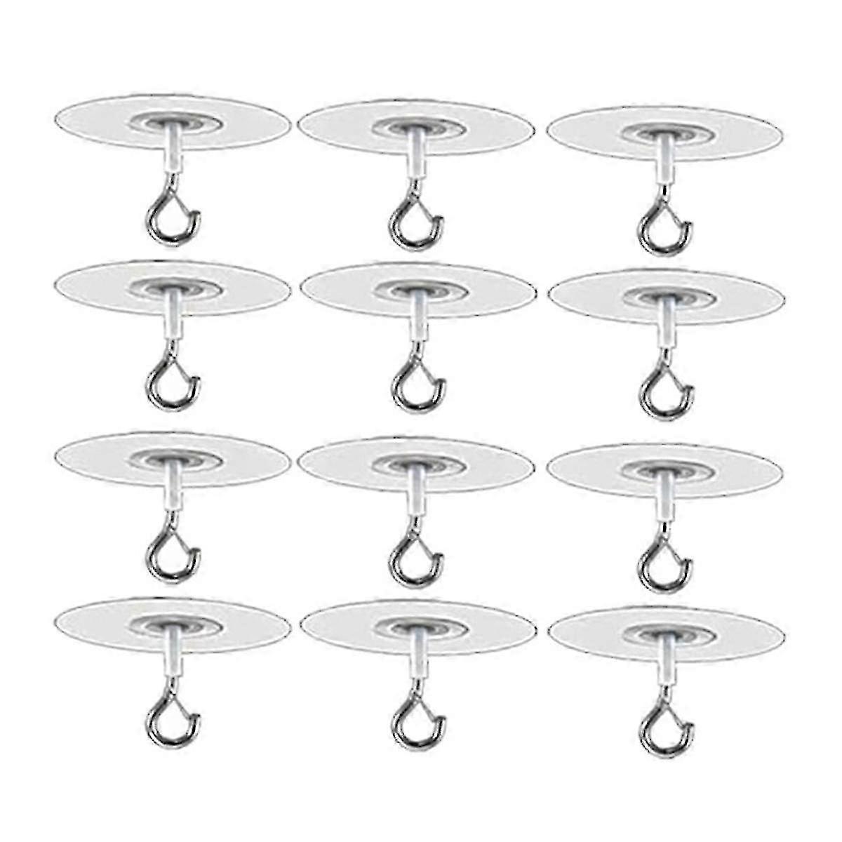 12Pcs Self Adhesive Ceiling Hooks No Drilling Ceiling Hooks for Hanging Small Plants Wind Chimes 2025