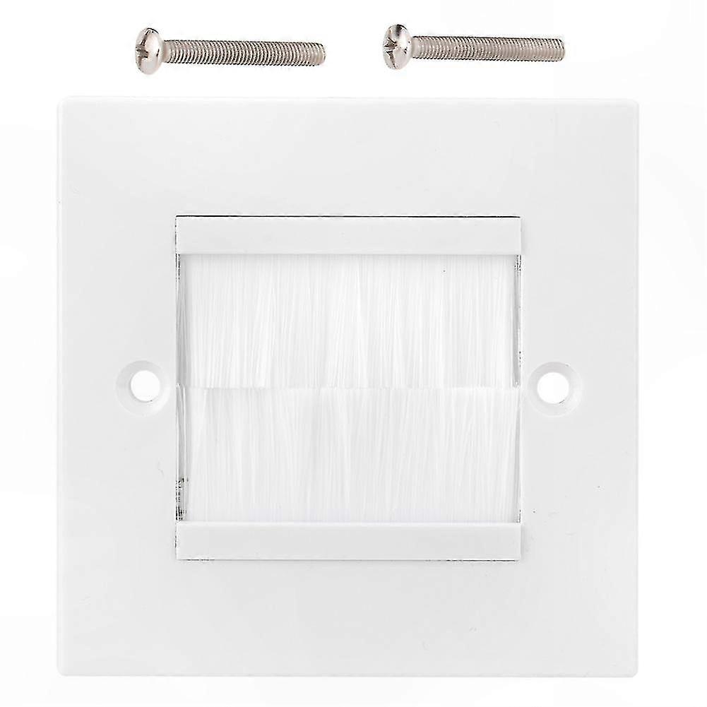 White Wall Plate with Cable Entry Brush for Home and Office AV Systems Easy Install Durable Plastic Neat Design Hidden Wiring Solution