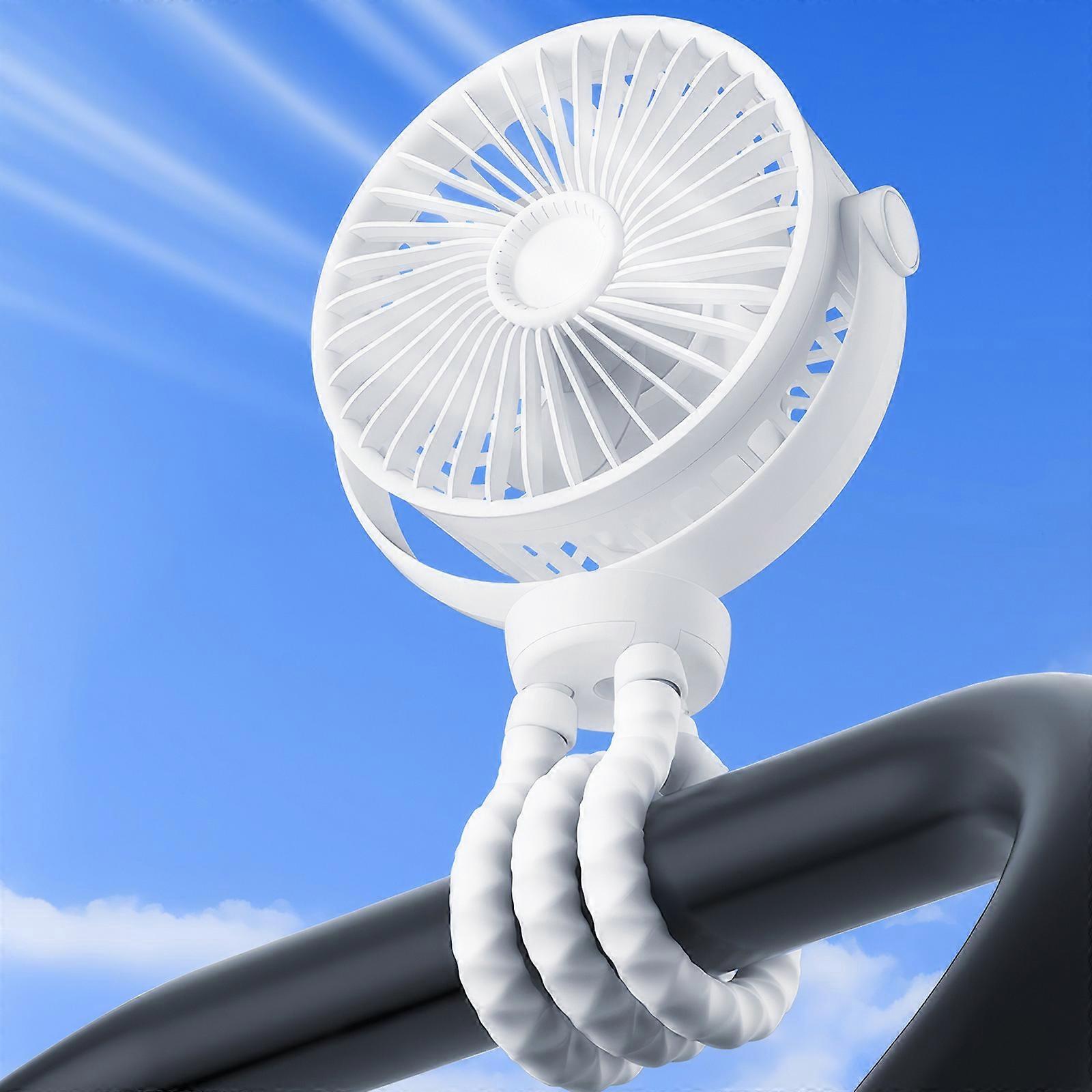 Octopus Wrap Fixed Handheld Fan (White) Boxed