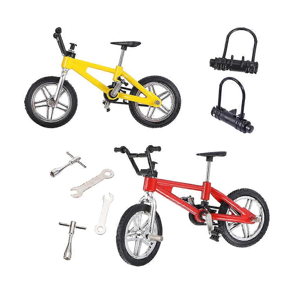 2 Sets Mini Finger Bike Game Wear Resistant Design, Realistic Colors, Ideal Educational Birthdays & Holidays