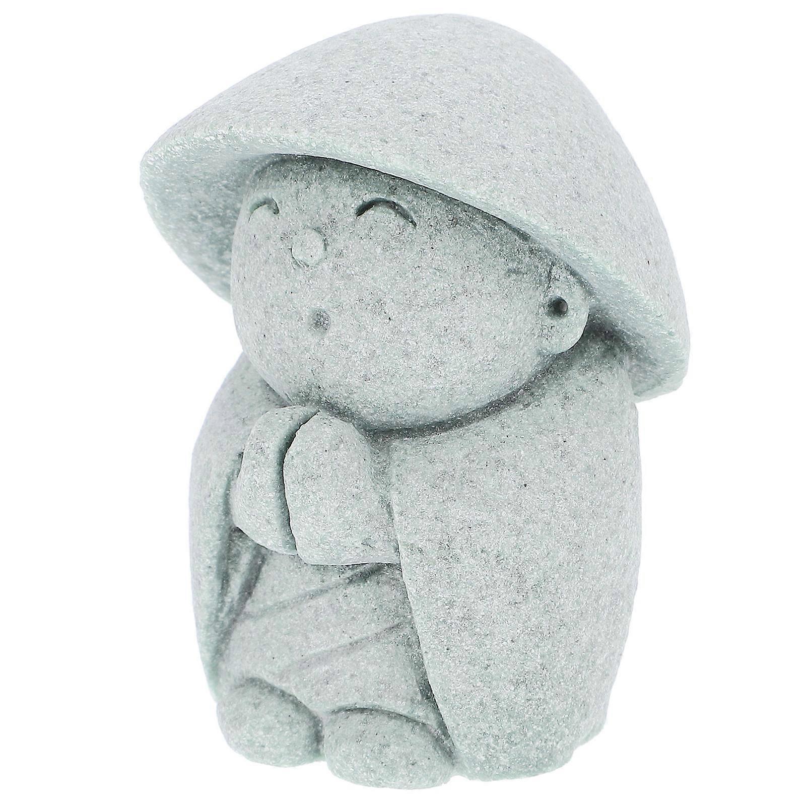 Grey Sandstone Buddha Statue for Decor Indoor Desktop Craft with Intricate Design 6.5 Inches