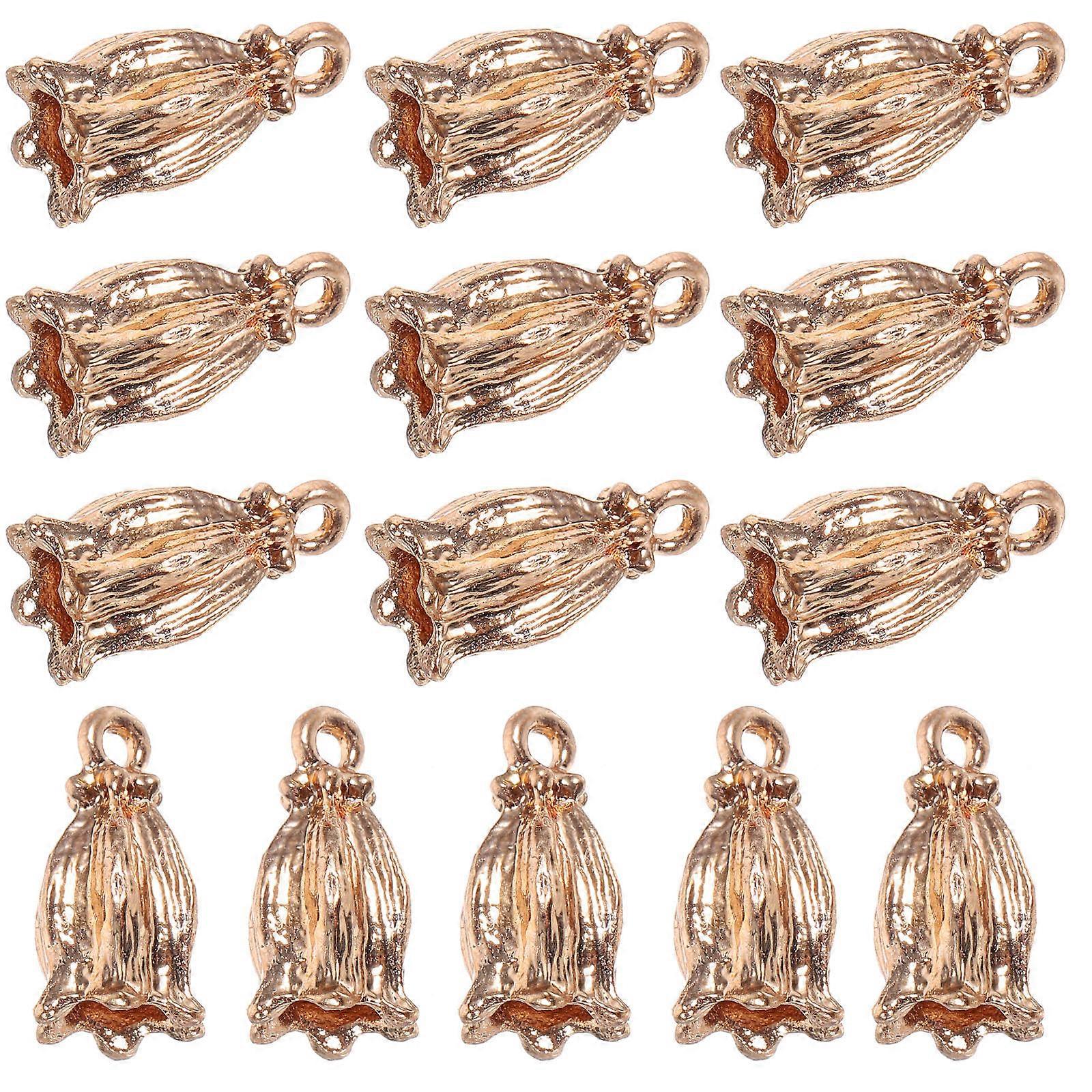 DIY Crafting Flower Charms Jewelry Making Accessories For Craft Enthusiasts 1.50X0.80X0.80cm Golden 20Pcs
