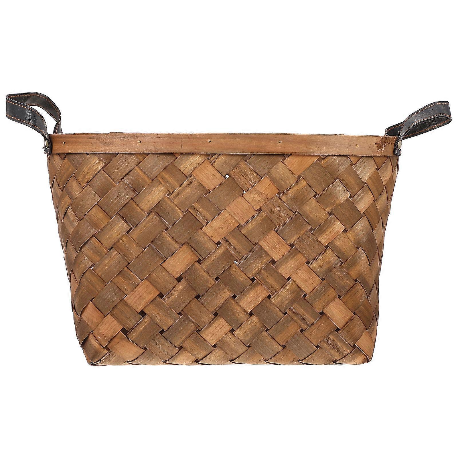 Woven Picnic Basket Storage Solution For Office Picnic Gatherings Large Capacity Brown 1Pc