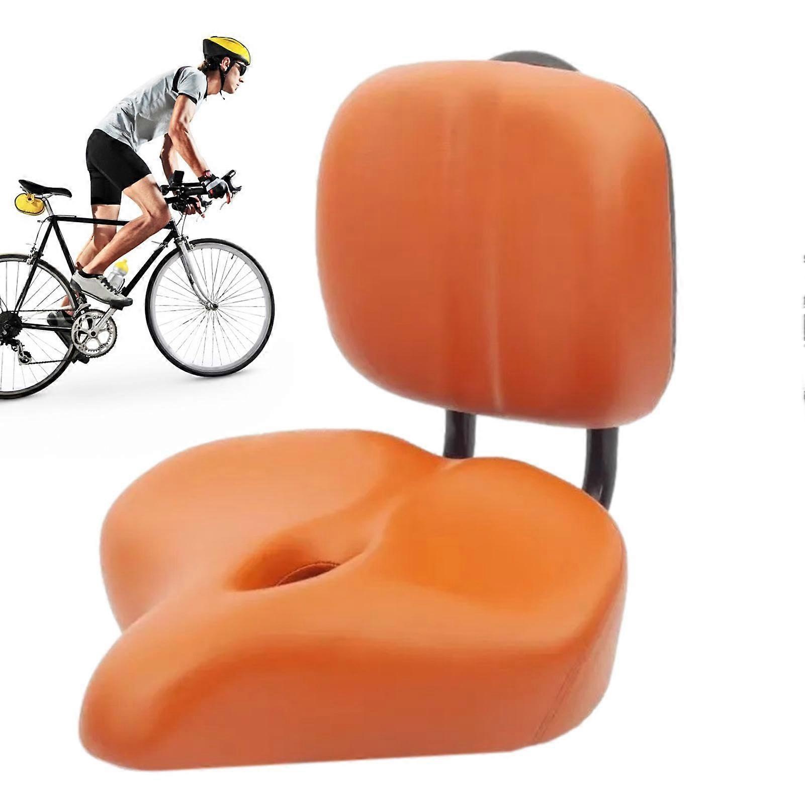 Bicycle Seat with Backrest, EBike Seat, Wide Bike Seat  Oversized Bicycle Saddle with Backrest and Shock Absorbing Memory Foam for Bicycle Brown