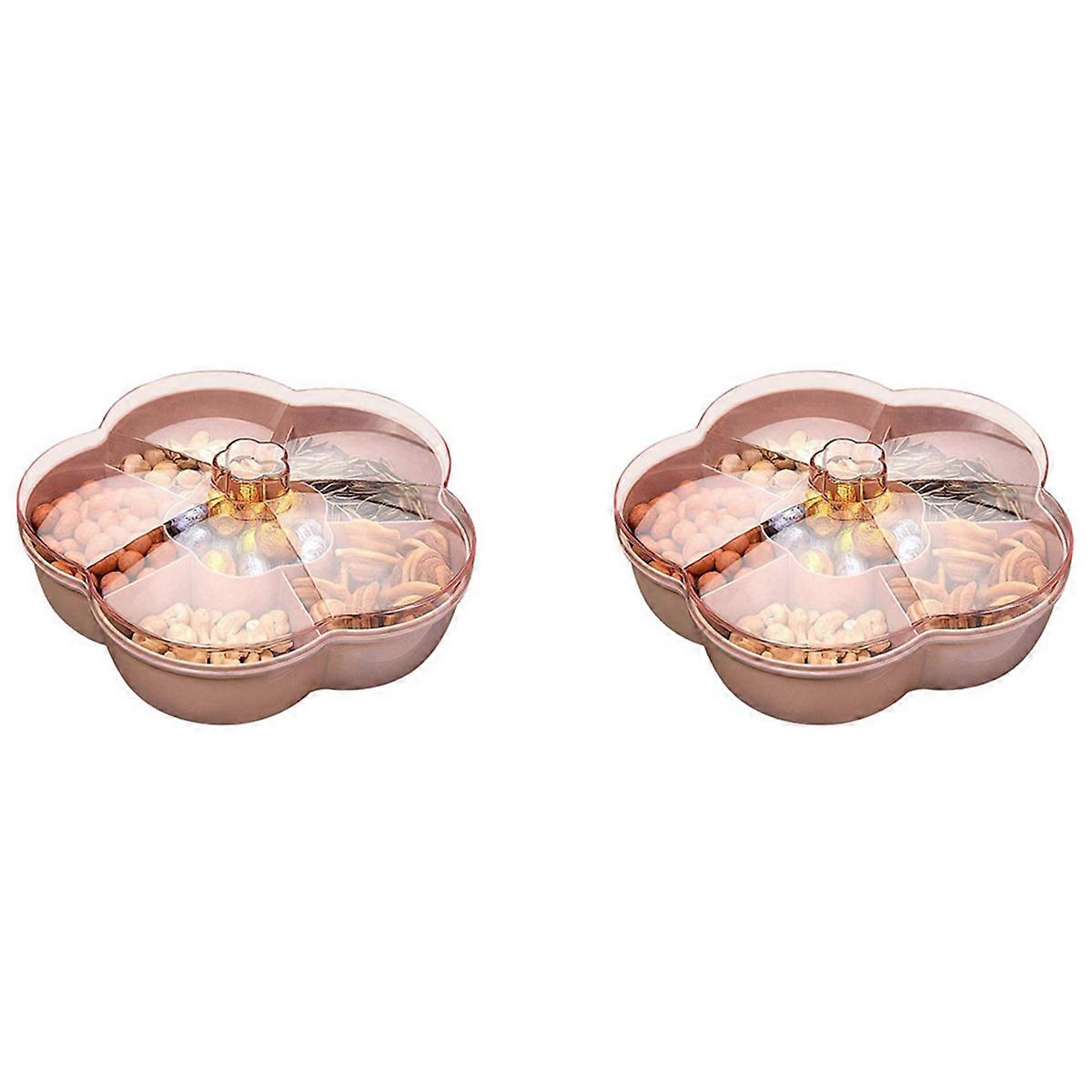 2X Snack Storage Box, Flower Shape Snack Tray with Lid, Food Storage Box,Fruit Box Container,Pink