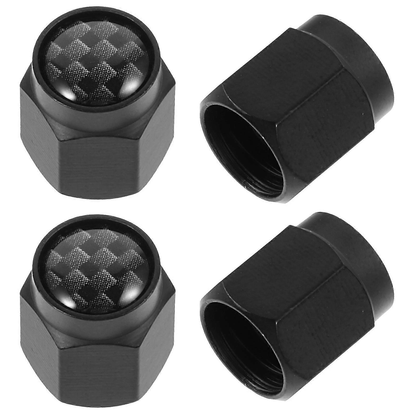 4pcs Black Copper Tire Valve Stem Caps Universal Design for Car Use Durable Protection