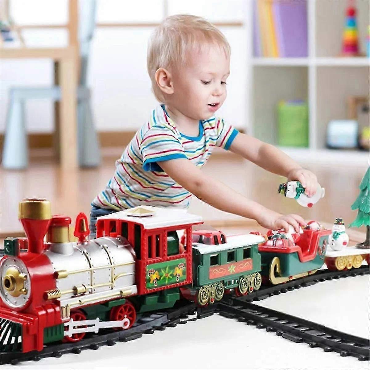 Electric Christmas Train Toy Set - Racing Railway Car with Lights and Sounds for Festive Holiday Decor & Family Fun