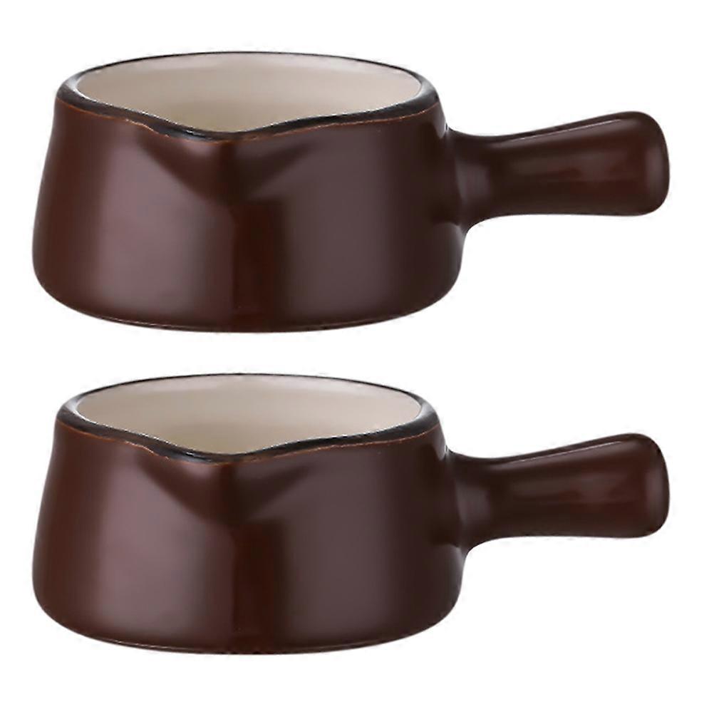 Brown Synthetic Sauce Dishes for Kitchen with Stable Bottom and Smooth Surface 2 pcs