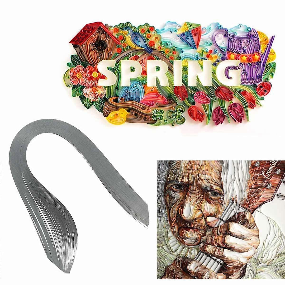 120pcs Quilling Paper Set with Strips for Handmade DIY Case Art Project Craft Grey