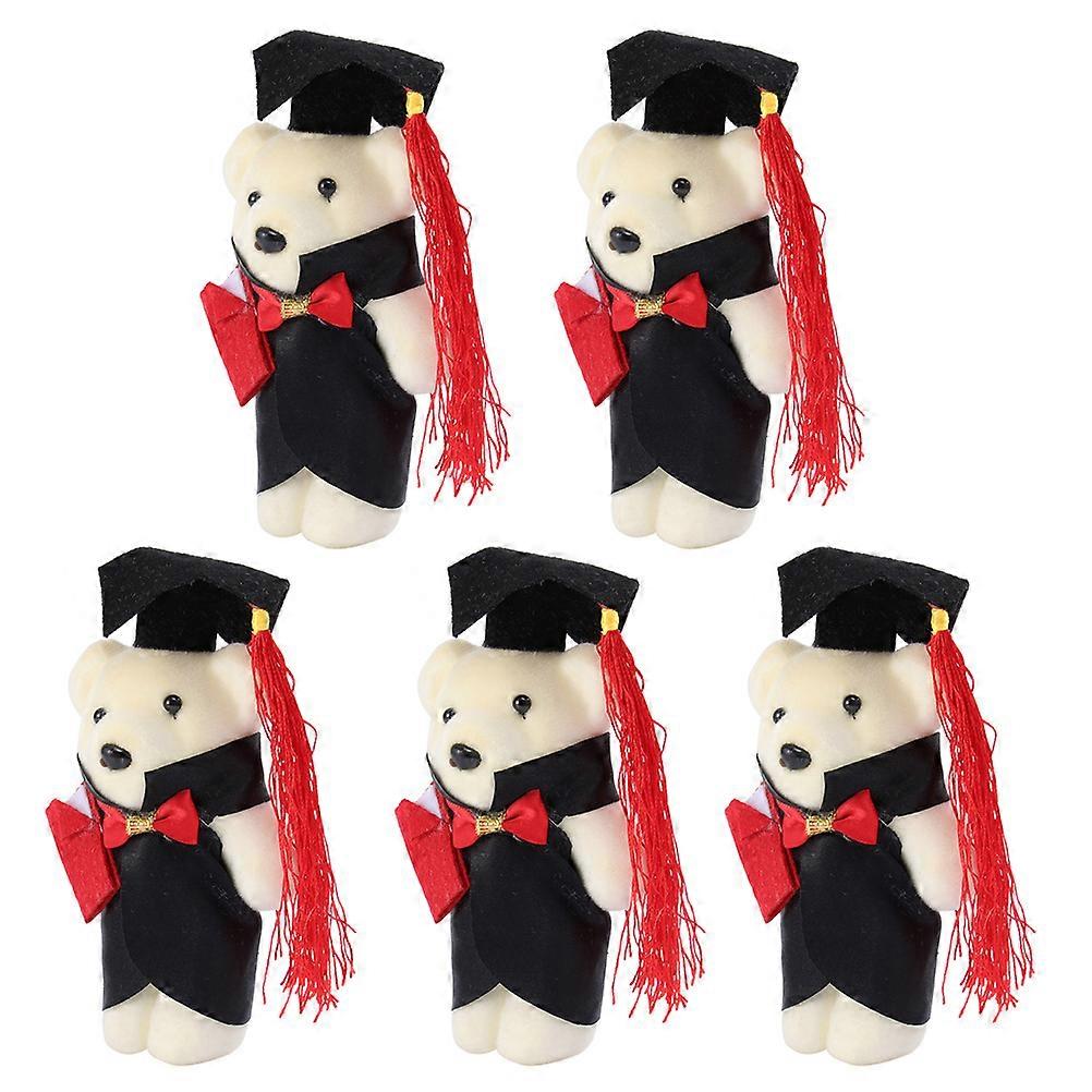 Assorted Color Standing Graduation Bear Doll Figurine with 5Pcs Set for Decor