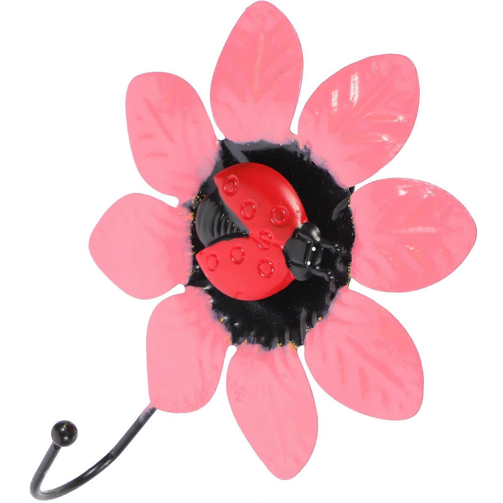 Pink Flower Shaped Wall Hooks for Curtain Easy to Install Iron Material Great for Coats and Towels